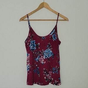 Apt. 9 Burgundy and Blue Floral Camisole